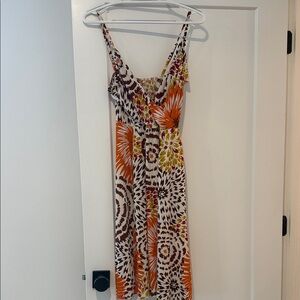Merona Orange, Brown and White Floral Strap Maxi Dress